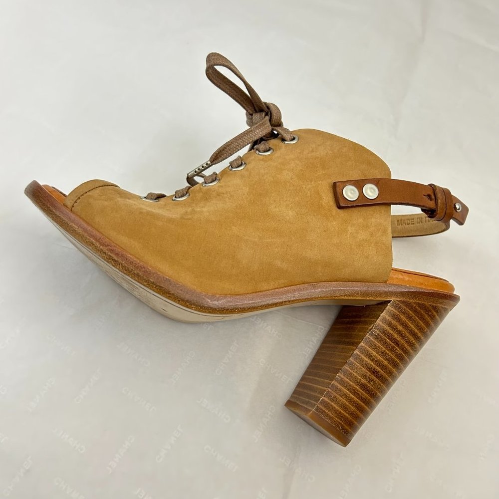 Rag & Bone Trafford Suede Peep-Toe 4" Heels Booties Sz 37.5 or US 7          - 1